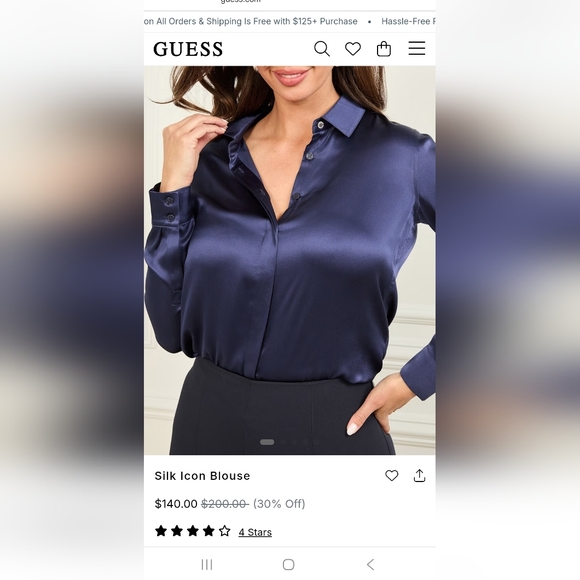 Guess Women's Deep Blue Silk Blouse - Picture 1 of 4